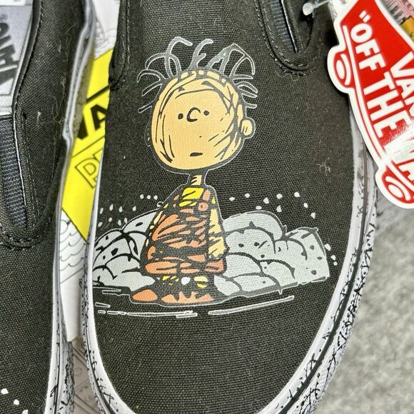 VANS PEANUTS PIG PEN BLACK SLIP ON SNEAKERS Men’s 8.5 Womens 10 Rare black 2017 - Picture 3 of 11